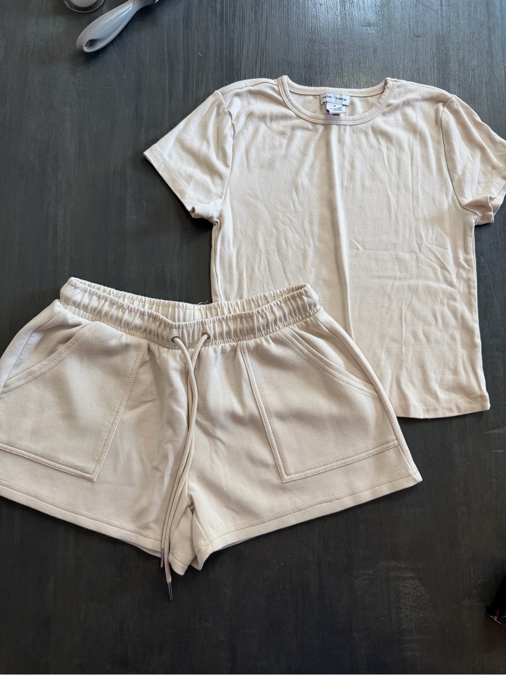 Better Together Women’s Medium Cream 2 Piece Shorts Set Matching Lounge Set M